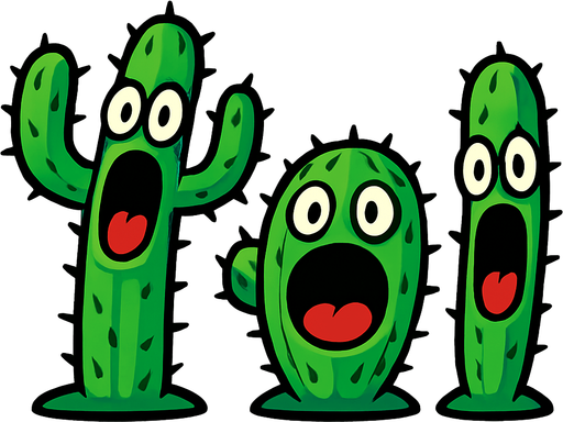 ağazı açık kaktüsler 2D.
In-Game asset.  2d.  High contrast.  No shadows