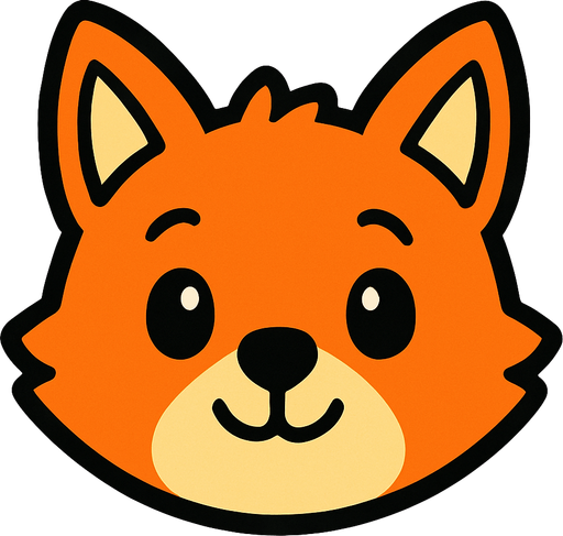 orange cartoon baby fox face.
In-Game asset.  2d.  High contrast.  No shadows