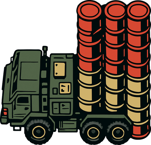 S-300 Anti Air system from the bird view.
In-Game asset.  2d.  High contrast.  No shadows