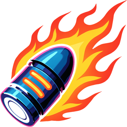 Bala de fuego futurista.
In-Game asset.  2d.  High contrast.  No shadows