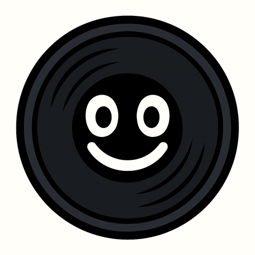 Circle smile face record dark color.
In-Game asset.  2d.  High contrast.  No shadows. Cartoon