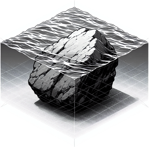 Rock in water.
Single Game Texture.  In-Game asset.  2d.  Blank background.  High contrast.  No shadows