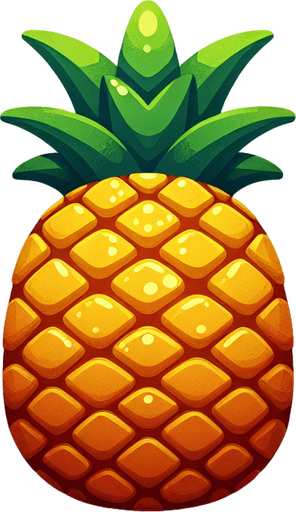 fruit pine apple.
Single Game Texture.  In-Game asset.  2d.  Blank background.  High contrast.  No shadows
