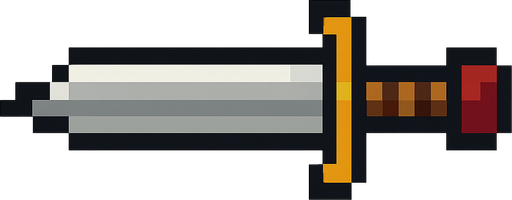 espada de pixeles orizontal.
In-Game asset.  2d.  High contrast.  No shadows