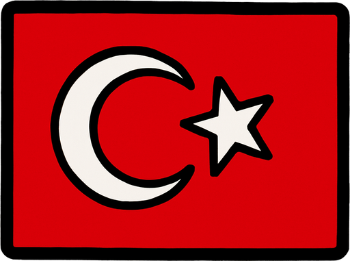 Türkiye bayrağı.
In-Game asset.  2d.  High contrast.  No shadows