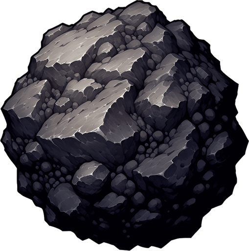 meteorite.
Single Game Texture. In-Game asset. 2d. Blank background. High contrast. No shadows.