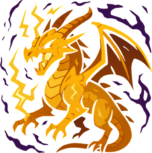 Dragon jaune du tonnerre et du vide.
In-Game asset.  2d.  High contrast.  No shadows