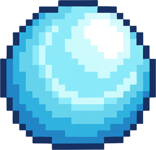 bola de hielo pixel art.
In-Game asset.  2d.  High contrast.  No shadows