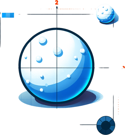 white snowball with some blue glue, cartoon Single Game Texture. In-Game asset. 2d. Blank background. High contrast. No shadows.