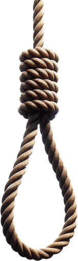 a hanging rope.
Single Game Texture.  In-Game asset.  2d.  Blank background.  High contrast.  No shadows