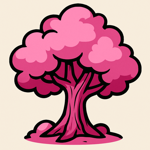 Arbre magique rose.
In-Game asset.  2d.  High contrast.  No shadows