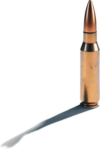 bullet.
Single Game Texture.  In-Game asset.  2d.  Blank background.  High contrast.  No shadows