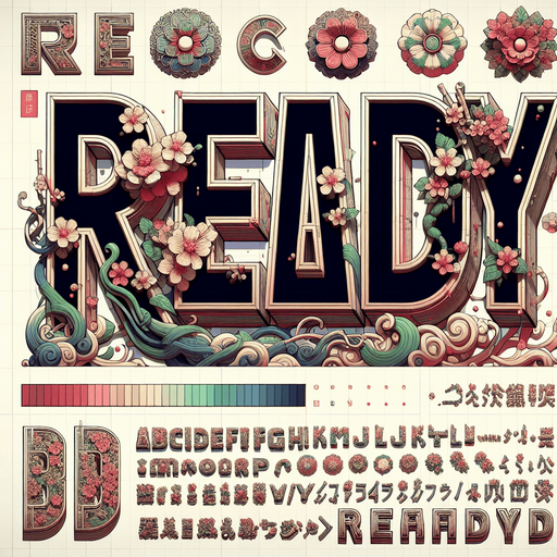 the letters 'Ready' in 3d with a japanese cartoon cherry blossom flair.
Single Game Texture.  In-Game asset.  2d.  Blank background.  High contrast.  No shadows