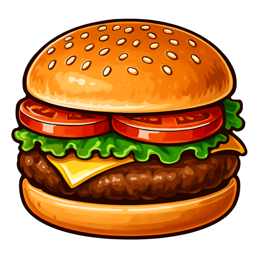 Realistic hamburger.
In-Game asset.  2d.  High contrast.  No shadows