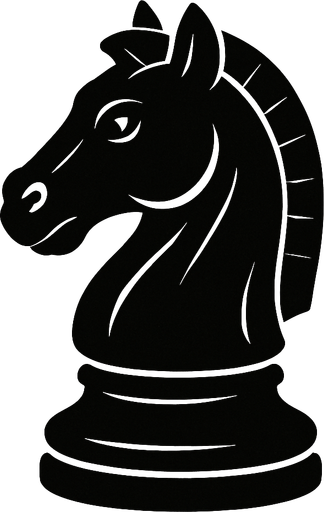 siyah satranç atı.
In-Game asset.  2d.  High contrast.  No shadows