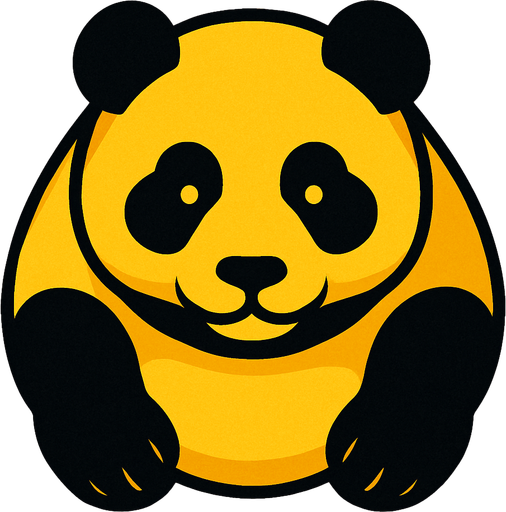 yellow panda top view.
In-Game asset.  2d.  High contrast.  No shadows