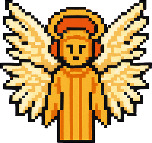 pixel art seraphim.
In-Game asset.  2d.  High contrast.  No shadows