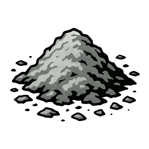 Gray ash.
In-Game asset.  2d.  High contrast.  No shadows