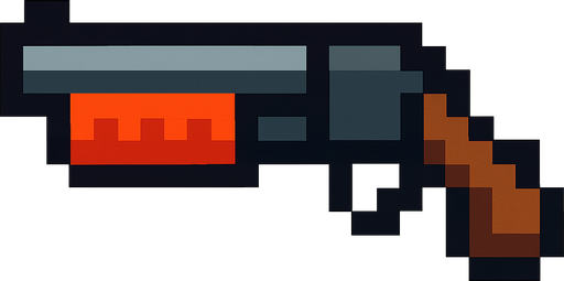 shotgun pixel and look left side.
In-Game asset.  2d.  High contrast.  No shadows