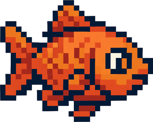pixel art 2D fish.
In-Game asset.  2d.  High contrast.  No shadows