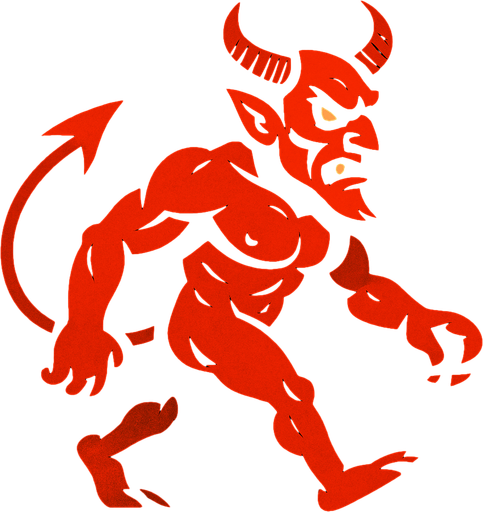 sağdan sola yürüyen bir  cehennem şeytanı.
In-Game asset.  2d.  High contrast.  No shadows