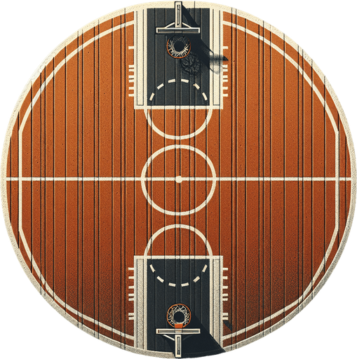 basketball court.
Single Game Texture. In-Game asset. 2d. Blank background. High contrast. No shadows.