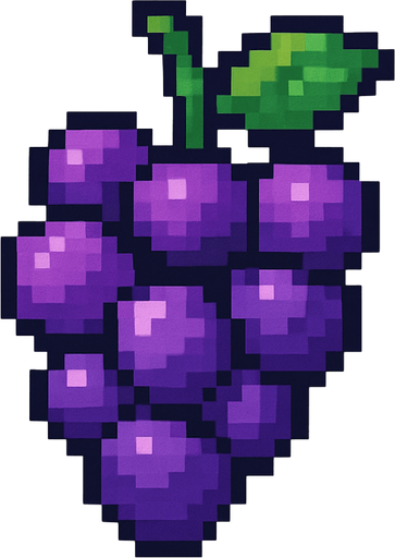 make pixel art 2d purple grapes.
In-Game asset.  2d.  High contrast.  No shadows