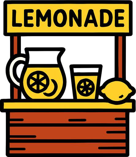 lemonade stand.
In-Game asset.  2d.  High contrast.  No shadows