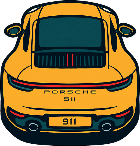 Yeni porche 911 arkasi ama yukaridan
In-Game asset.  2d.  High contrast.  No shadows