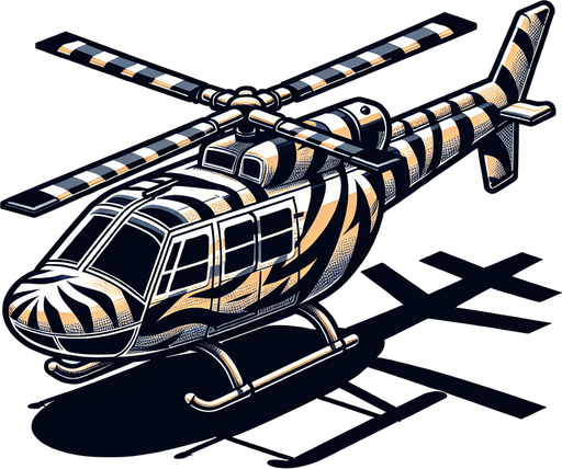 tiger stripe helicopter war.
Single Game Texture.  In-Game asset.  2d.  Blank background.  High contrast.  No shadows