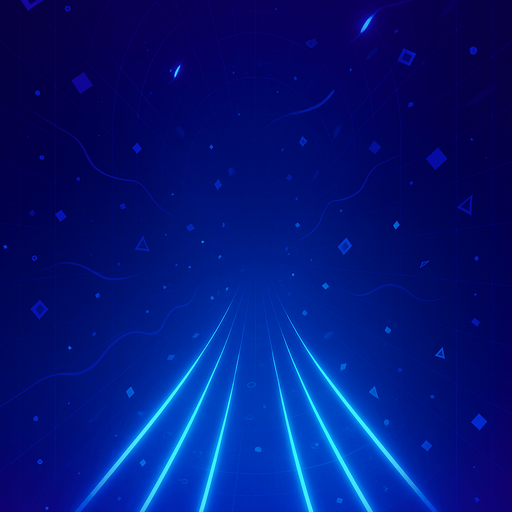 Create a vertical-scrolling, futuristic game background for a rhythm-based mobile game. The style should be vibrant and glowing, with a deep gradient from dark purple to electric blue.

Include subtle abstract shapes like floating geometric particles, soft energy lines, and a faint digital grid. The mood should feel like you're inside a pulsing rhythm tunnel or neon cyber tower.

No text, no characters — just atmospheric depth and motion-friendly layers. Must loop seamlessly for vertical scrolling. Style: sleek, minimal, energetic..
In-Game asset.  2d.  High contrast.  No shadows