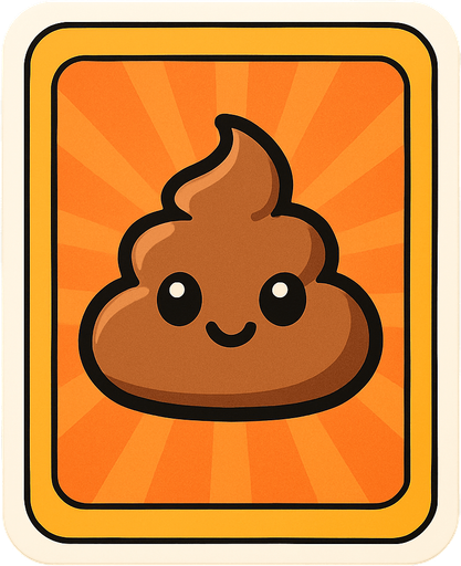 Create an image for a memory game's card's front with an icon of a cute poop.
In-Game asset.  2d.  High contrast.  No shadows