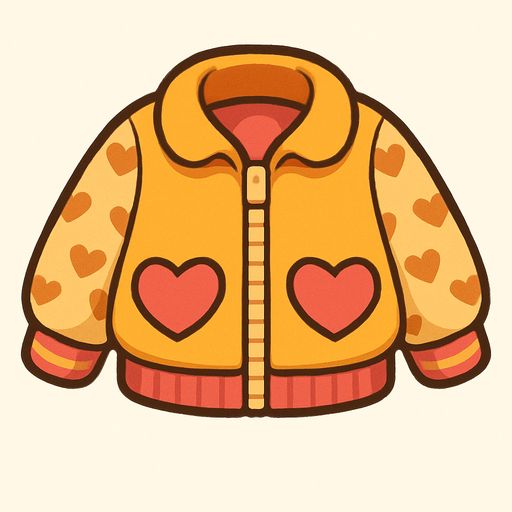 cute designer jacket top view..
In-Game asset.  2d.  High contrast.  No shadows
