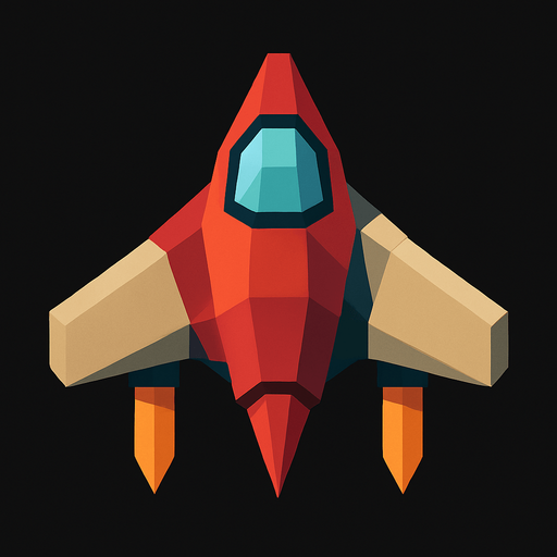 give me a low polly spaceship..
In-Game asset.  2d.  High contrast.  No shadows