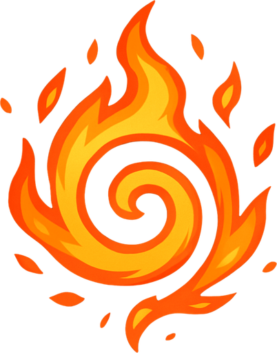 Alev spiral parçacık.
In-Game asset.  2d.  High contrast.  No shadows