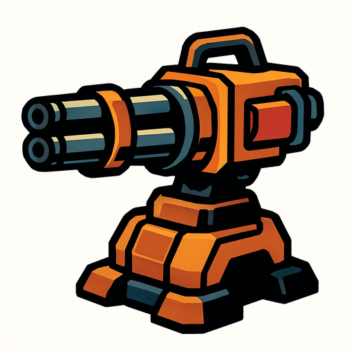 Minigun turret.
In-Game asset.  2d.  High contrast.  No shadows