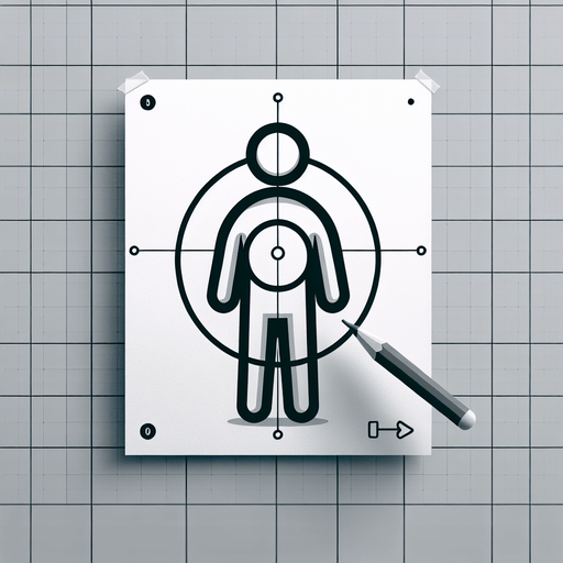 a target with a picture of a stickman taped on it.
Single Game Texture.  In-Game asset.  2d.  Blank background.  High contrast.  No shadows