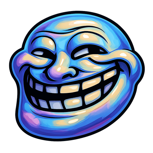 Head of troll face meme. face shaped as a marble shaped face made in blender 3D. 
In-Game asset.  2d.  High contrast.  No shadows