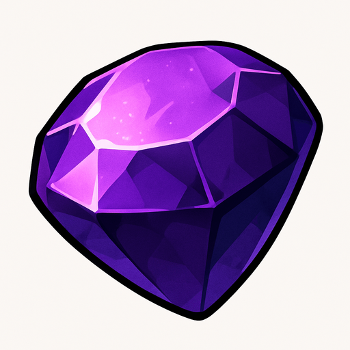 a purple gem not a diamond realistic.
In-Game asset.  2d.  High contrast.  No shadows