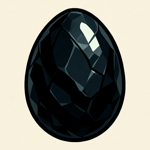 A Obsidian egg.
In-Game asset.  2d.  High contrast.  No shadows