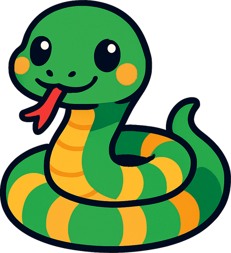 Cute snake.
In-Game asset.  2d.  High contrast.  No shadows