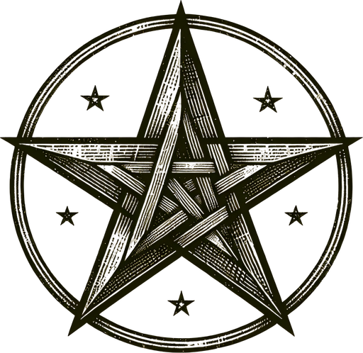 sketchy old fashion pentagram luxury star.
Single Game Texture.  In-Game asset.  2d.  Blank background.  High contrast.  No shadows