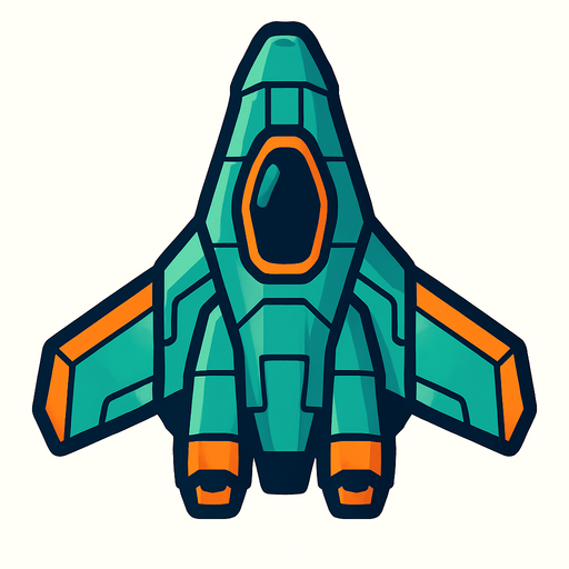 Space ship.
In-Game asset.  2d.  High contrast.  No shadows