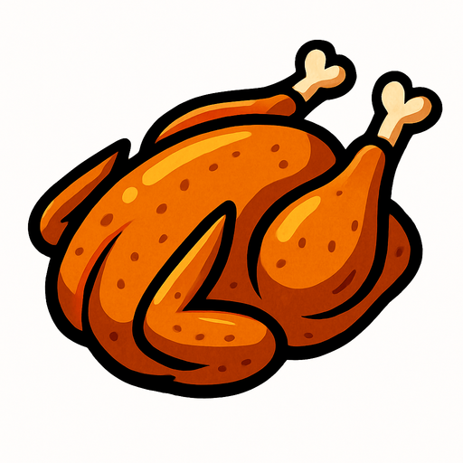 pişmiş tavuk.
In-Game asset.  2d.  High contrast.  No shadows