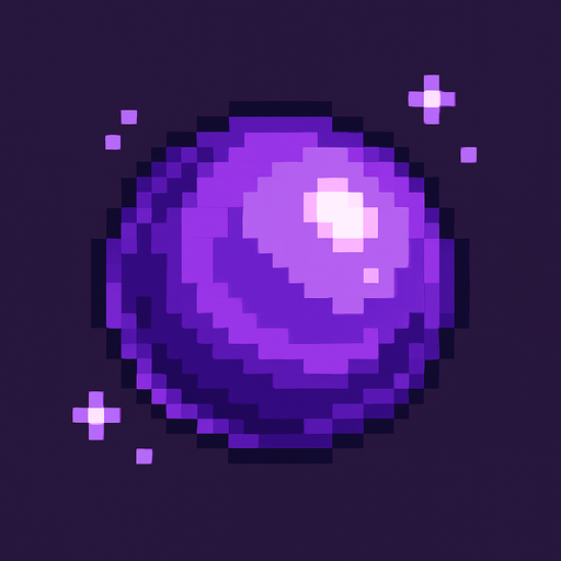 2d Pixel art High Quality Purple Magic Ball.
In-Game asset.  2d.  High contrast.  No shadows