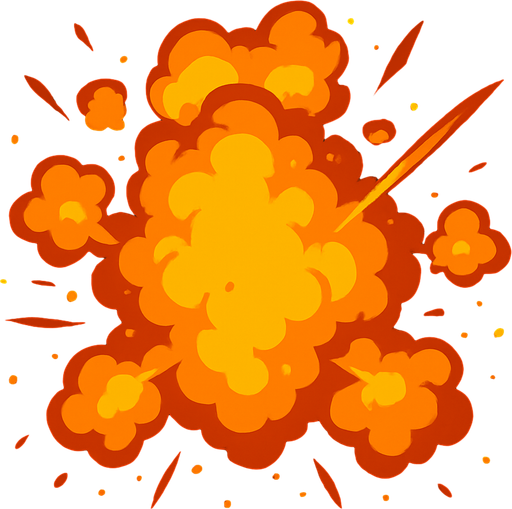 explosion realista.
In-Game asset.  2d.  High contrast.  No shadows