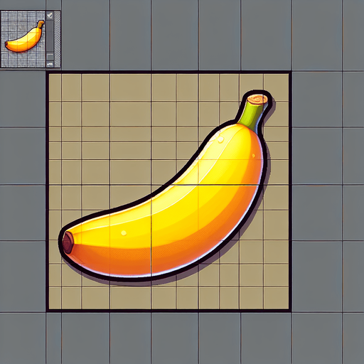 banana.
Single Game Texture.  In-Game asset.  2d.  Blank background.  High contrast.  No shadows