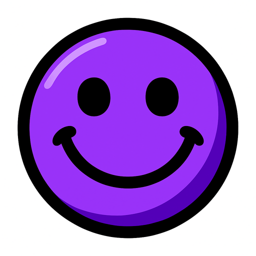 Purple smiley ball.
In-Game asset.  2d.  High contrast.  No shadows