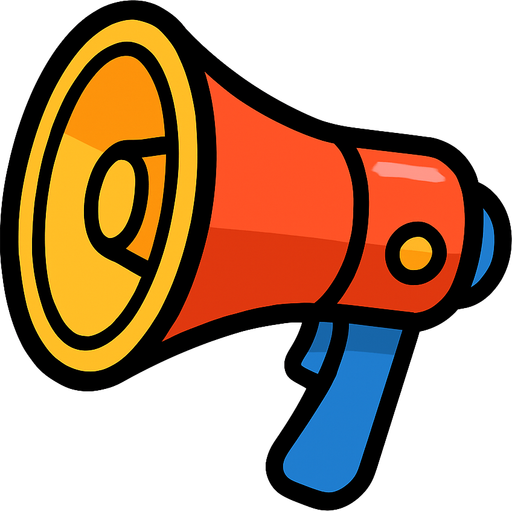 cartoon megaphone.
In-Game asset.  2d.  High contrast.  No shadows