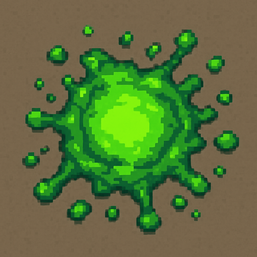 acid splash puddle, pixel art, top down, top view
In-Game asset.  2d.  High contrast.  No shadows